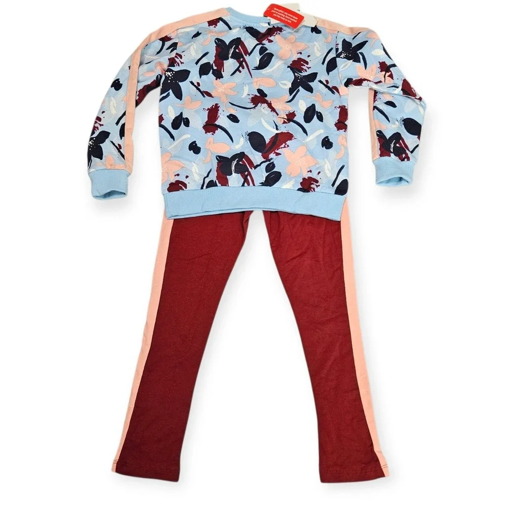Puma Track Suit Girls Sz 6 Two Piece Outfit Set Pink Blue Glitter Spellout‎